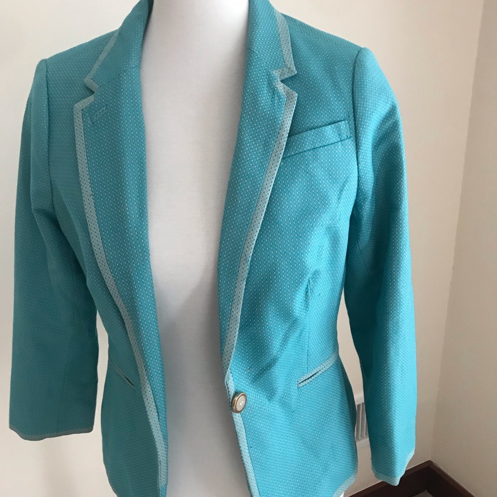 The Limited aqua 3/4 sleeve blazer .